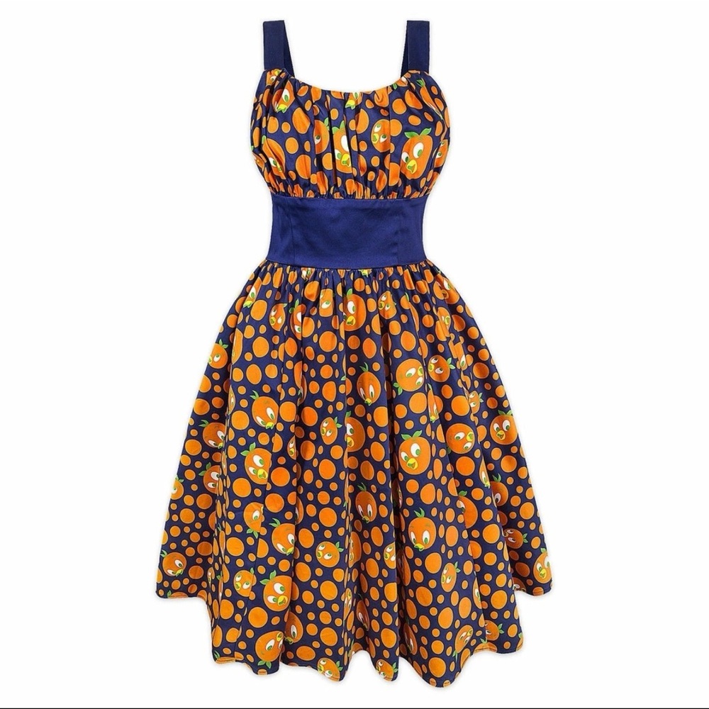 Disney Parks The Dress Shop Orange Bird Costume Dress Women's XS Navy Blue NEW! - Picture 1 of 9